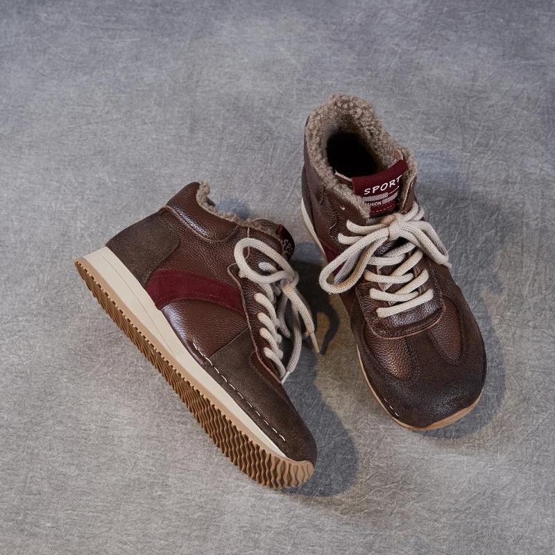 Johnature Plüschige, warme Freizeit-Sportschuhe zum Schnüren, weiche Sohle, bequem und vielseitig – flache Damenschuhe