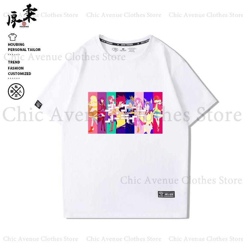 Anime NO GAME NO LIFE Series Print Tshirt for Unisex Women Cotton Tshirt Summer Tops Short Sleeve Tee Daily Clothes Casual T Shirt