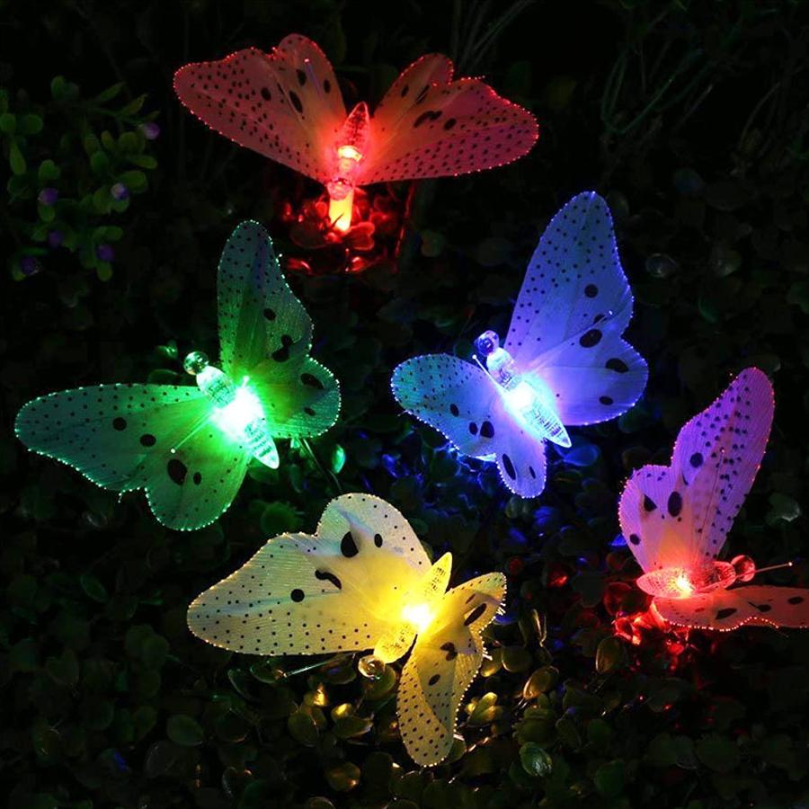 Solar fiber butterfly light string LED outdoor waterproof rainbow light garden courtyard decoration light