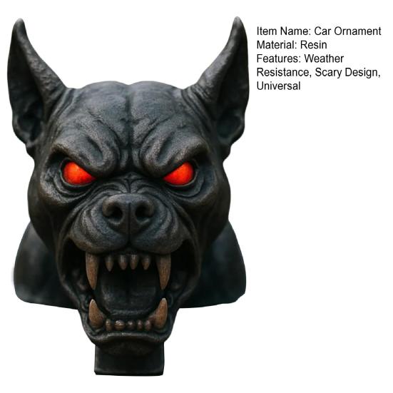 Demon Dog Car Hood Ornament Resin Sculpture with Red Eyes And Fangs Weather-Resistant Automotive Decor for Sedans Trucks Jeeps
