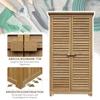 Wooden Small Shed, Garden Storage Shed with 3 Shelves, Asphalt Roof and Shutter Doors, Natural Wood Finish