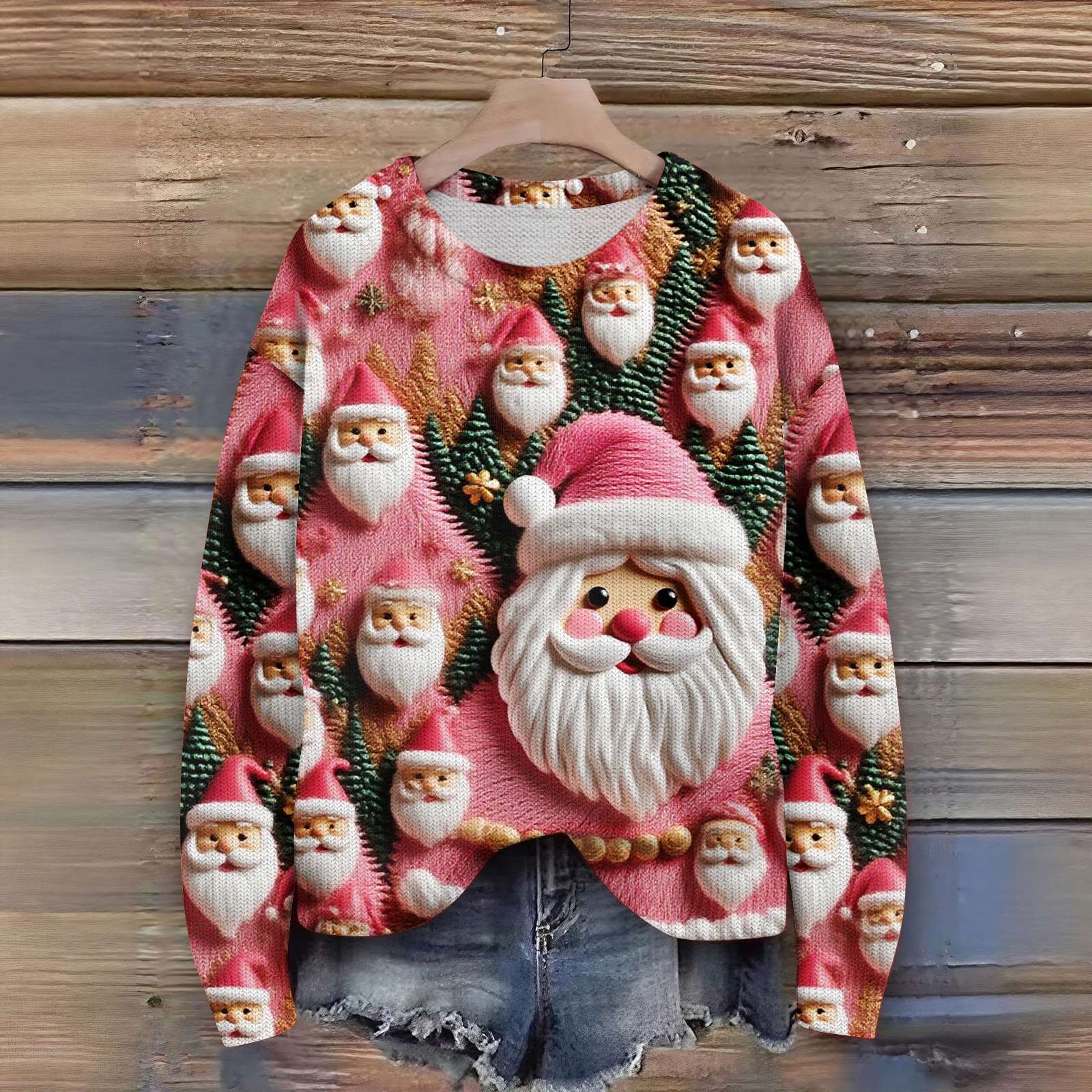 

Женский рождественский свитер Милый забавный рождественский свитер Осень и зима Свитер с длинным рукавом вязаный L