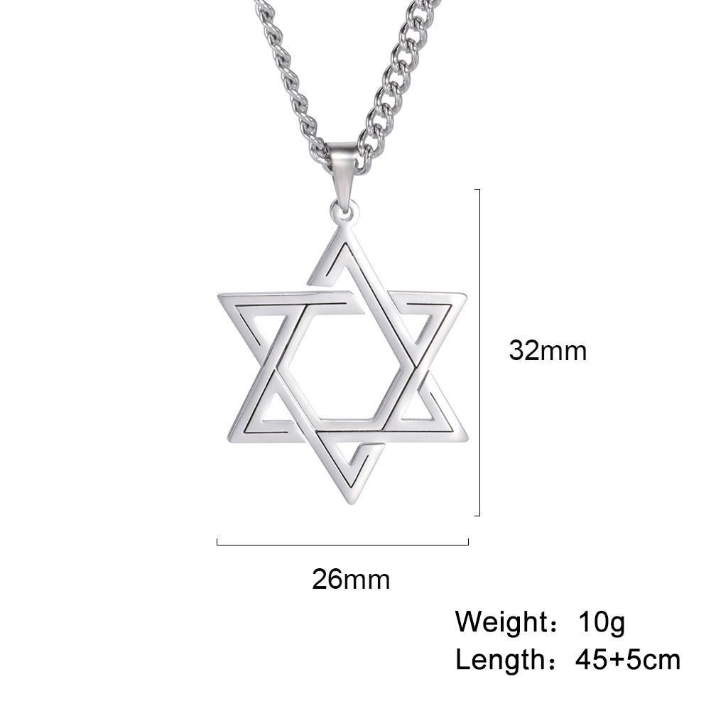 Star of David Necklace for Men Women Hexagon Stainless Steel Pendant Israel Je Star Necklaces Religious Vintage Jewelry Gift