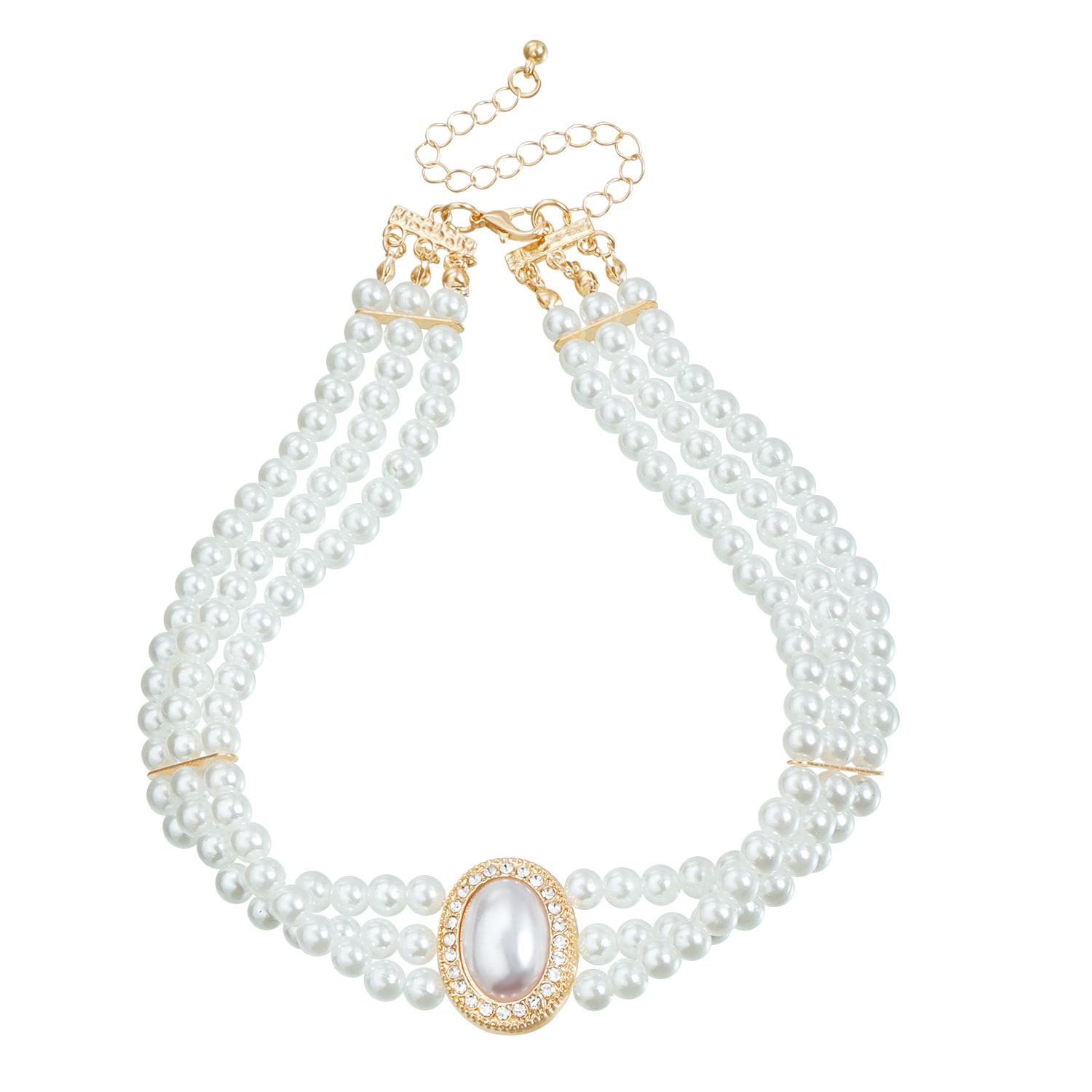 ins light luxury three-layer baroque imitation pearl collarbone chain neck chain niche temperament necklace