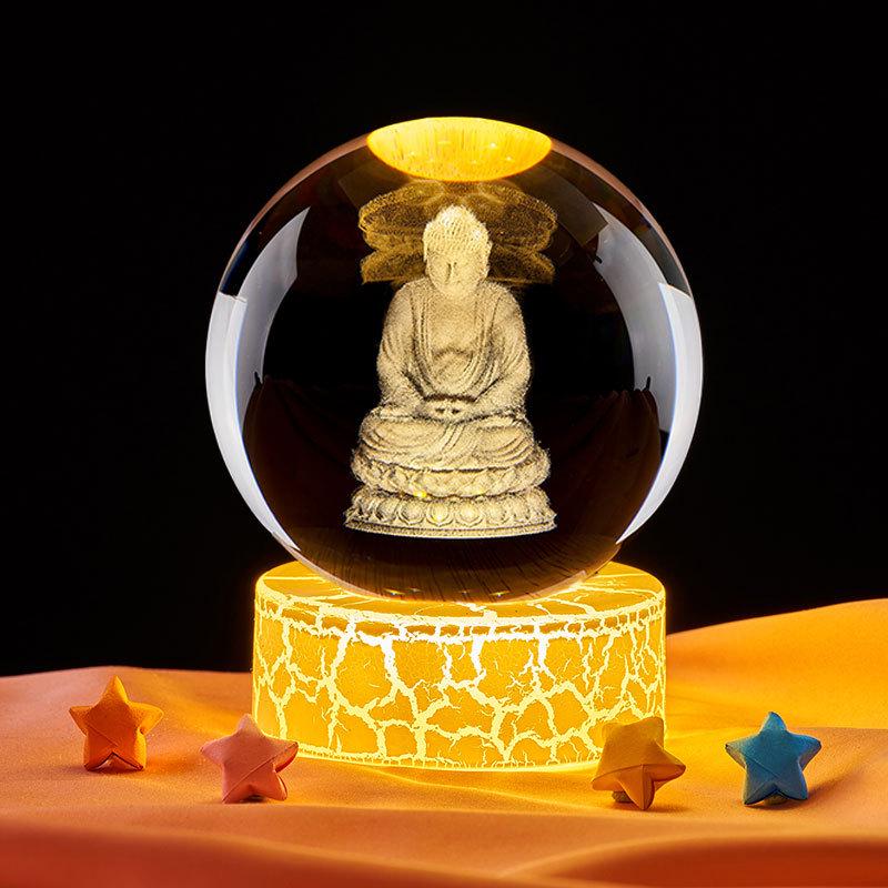 Seated Buddha Romantic Crystal Night Light Gift for Girlfriend