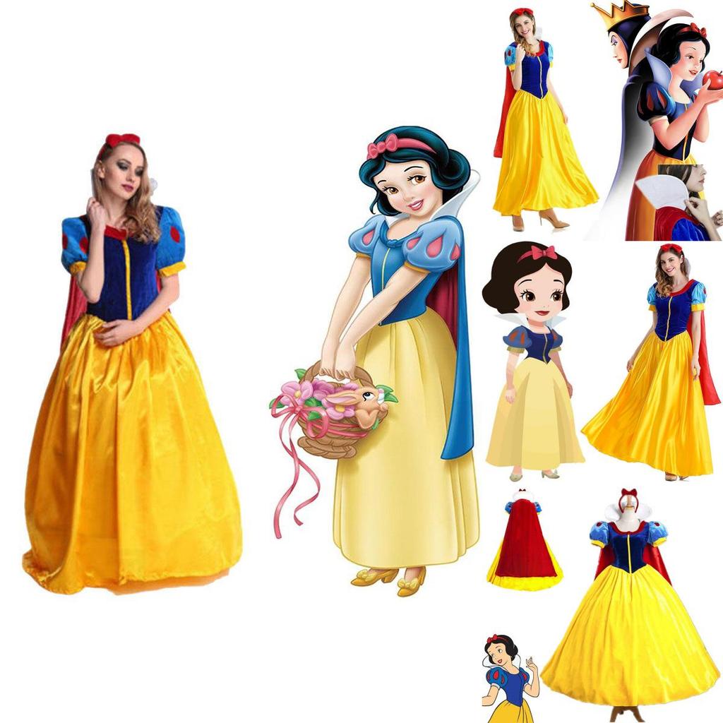 Enchanting Snow White Women Costume Princess Dress With Bustle And Headband For Halloween