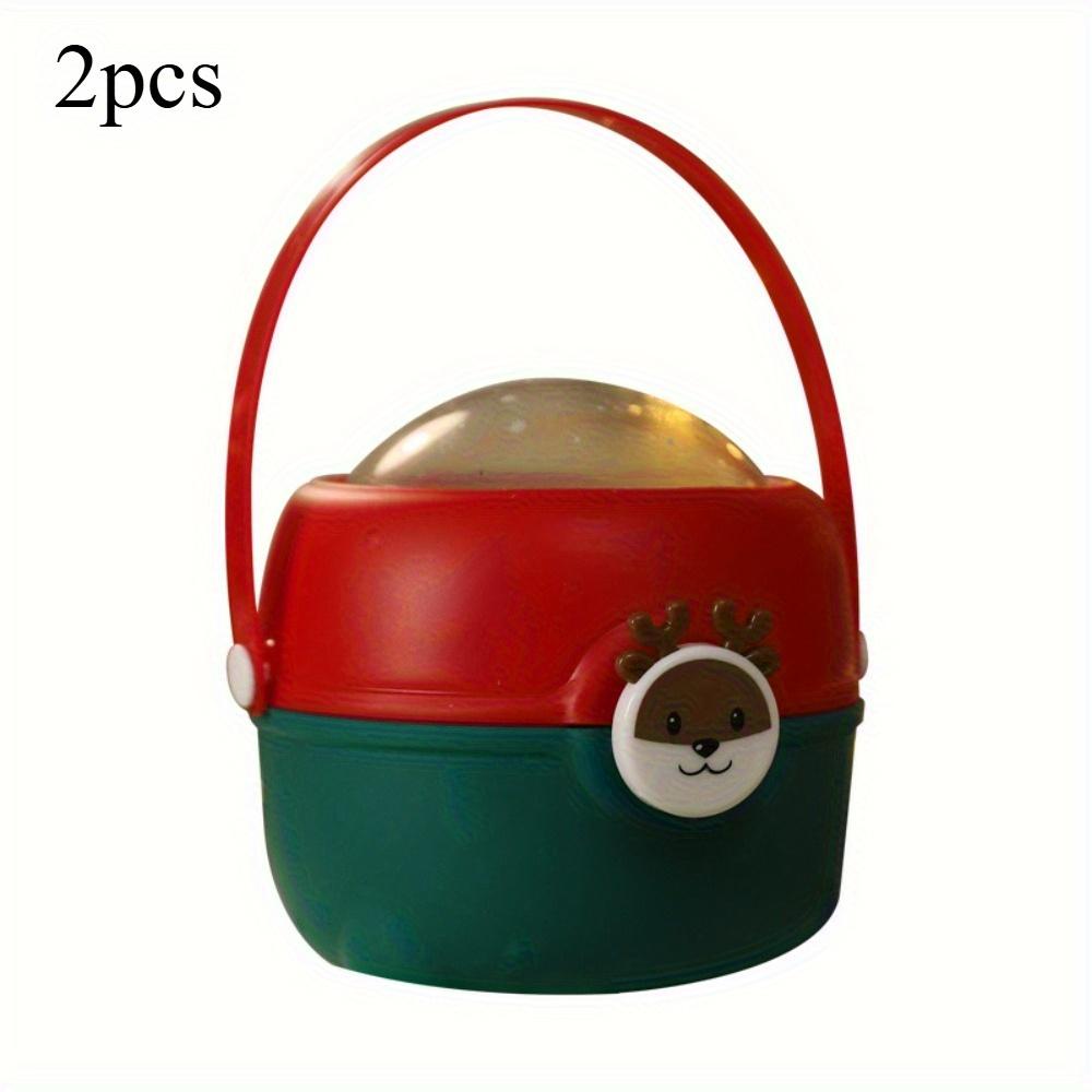 

2 шт. Праздничный набор подарочных банок для конфет Рождественский дизайн с оленем и снеговиком, Прочные пластиковые коробки для подарков на вечеринку с ручками, Принадлежности для конфет-бара 2pcs