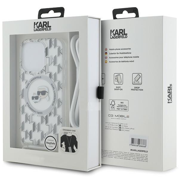 Karl Lagerfeld Klhmp15Xhckcklct Iphone15 Pro Max 6.7 Transparent Hardcase Iml Crossbody Monogram Karl & Choupette Head Magsafe