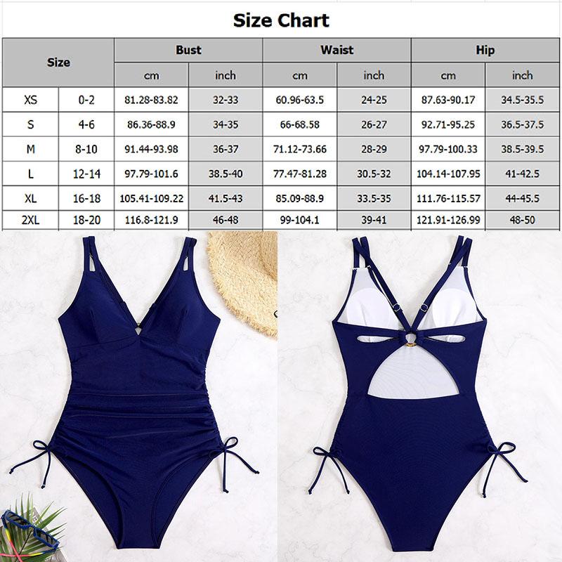 One Piece Swimsuit Vintage Swimwear Women Backless Swimwear Solid Push Up Bikini Drawstring Side Slim Tummy Control Bathing Suit