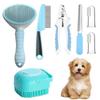 10-piece Cat and Dog Brush Beauty Set, Self-cleaning Rake Brush, Nail Clipper, Flea Comb, Bath Brush, Finger Cots