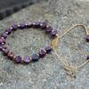 Colorful Bohemian Purple Emperor Bracelet with Adjustable Braided Hematite Spacer Beads