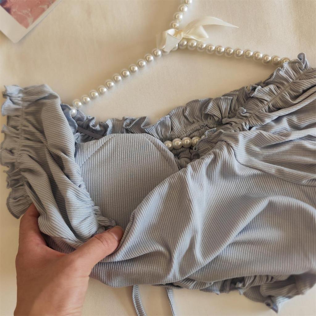 Women's Summer Puff Sleeve Modal Pajamas Set with Integrated Breast Pads - Sexy Pure Desire Homewear