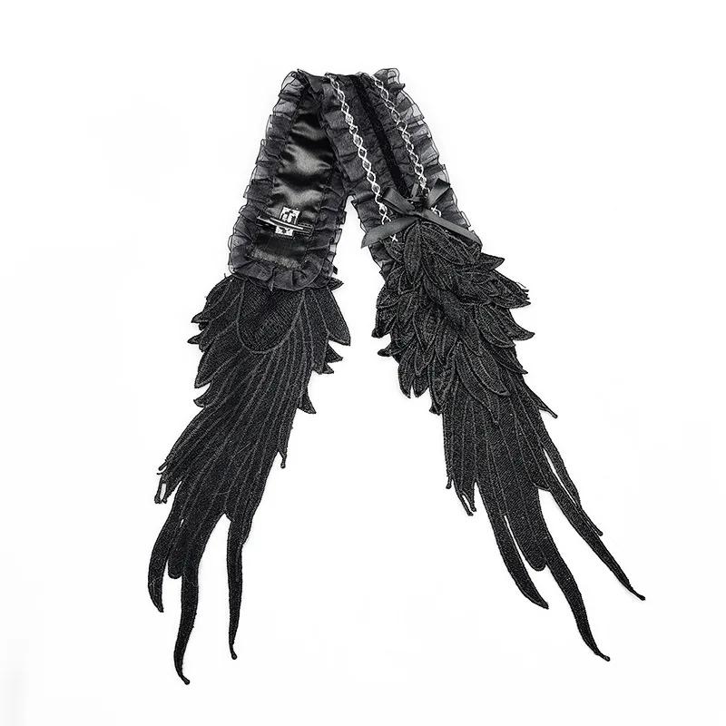 Dark Gothic Angel Wing Hairband - Lace Trim Lolita Headband, Decora Kei/Sweet Dolly/Punk/Jirai Kei for Girls
