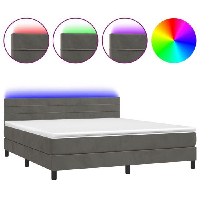 VidaXL Sommier à Lattes de Lit avec Matelas et LED, Lit Rembourré, Lit Double, Lit Adulte de Chambre à Coucher Intérieur, 3134472