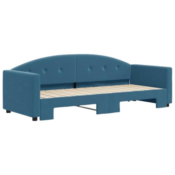 VidaXL Daybed with Pull-out Bed Blue 80x200 Cm Velvet 3197293