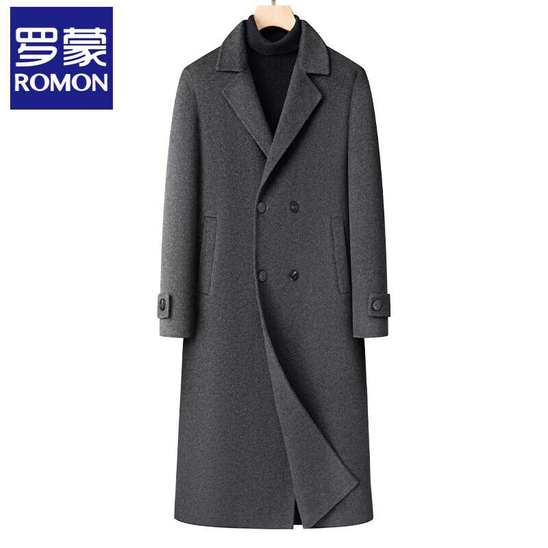 Romon Men's Double-faced Alpaca Wool Blend Long Overcoat