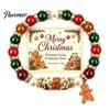 Christmas Beaded Bracelets for Women Bracelet, Elastic Stretch Bracelet with Xmas Holiday Party Outfit Accessories Tree Charm, Jewelry Gifts Men Alloy