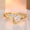 Elegant Inlaid White CZ Women's Ring Dazzling Gold Color Geometry Daily Wear Party Jewelry Anniversary Gift