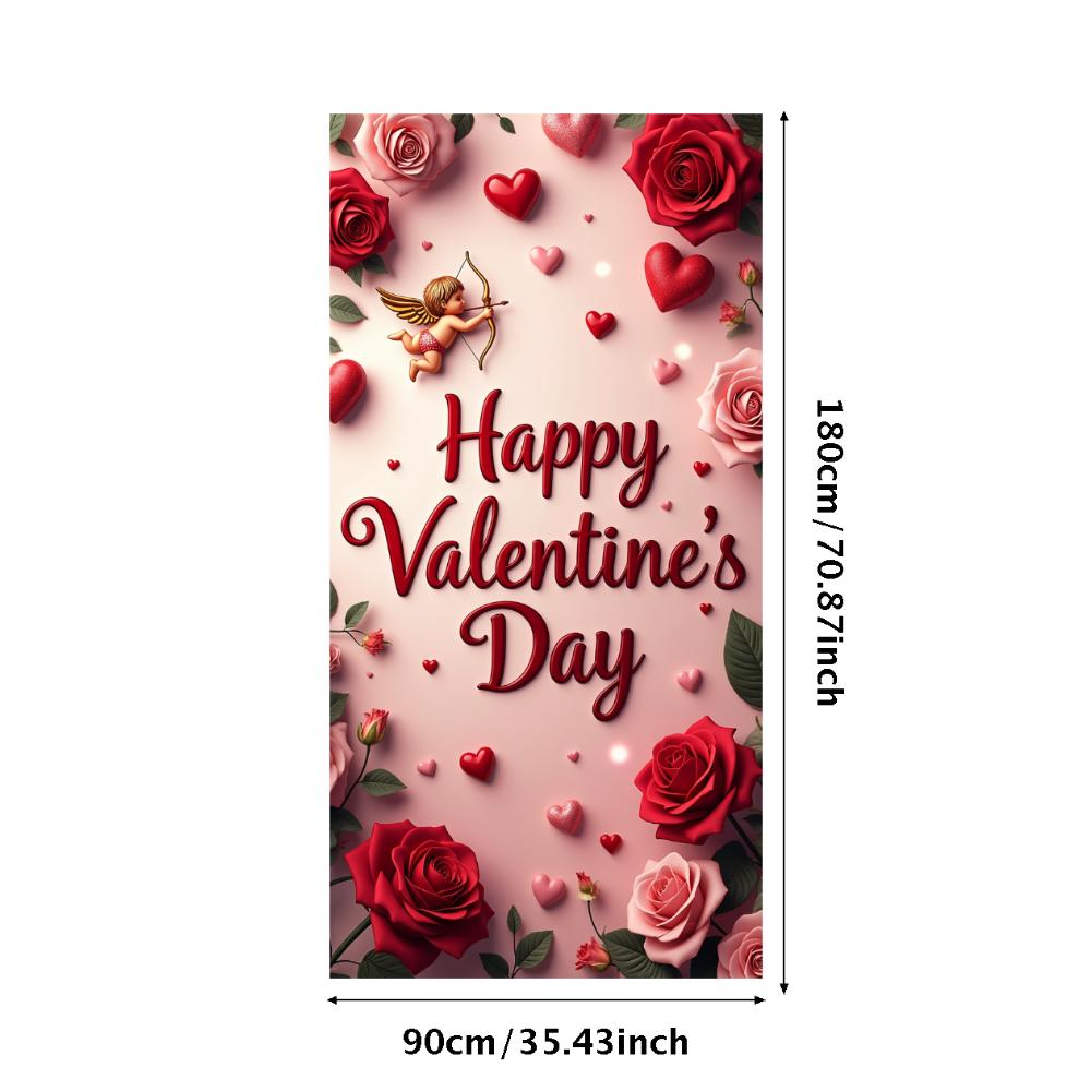 Valentine's Day Banner Backdrop Romantic Decorations Heart Background Red Love Celebration Photography Prop Party Supplies