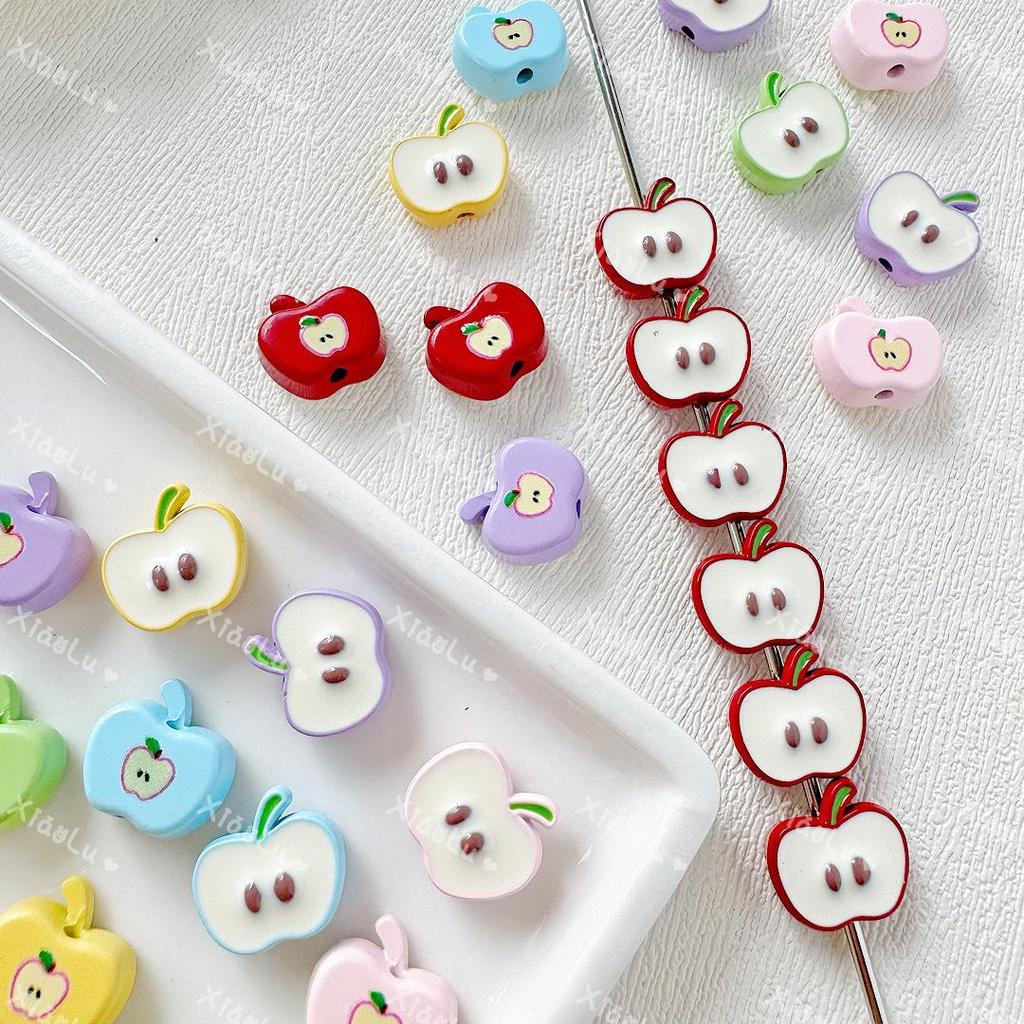 Apple Alloy Painted Beaded Loose Beads DIY Accessories for Handmade Bracelets & Necklaces