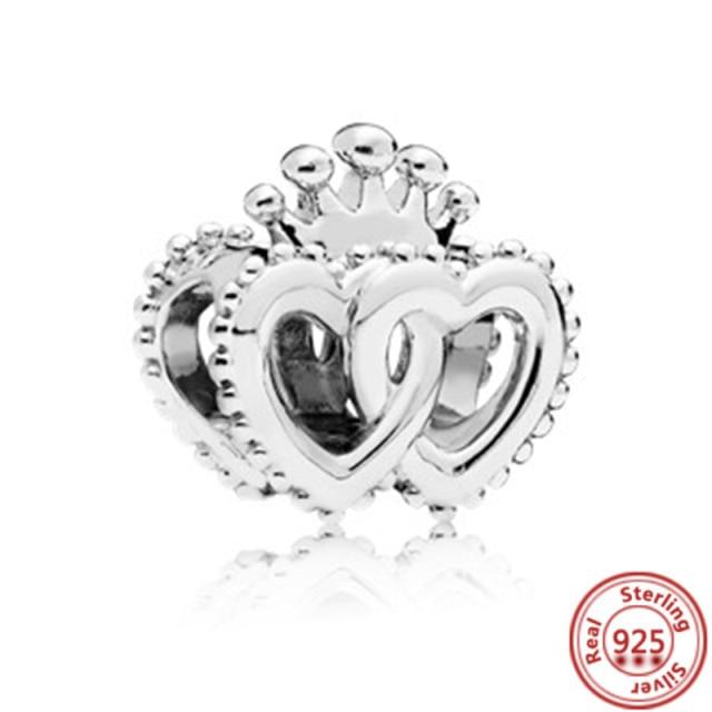 925 Silver Love Collection Beaded Pendant Charm Accessory Bracelet Women 'S Diy Jewelry