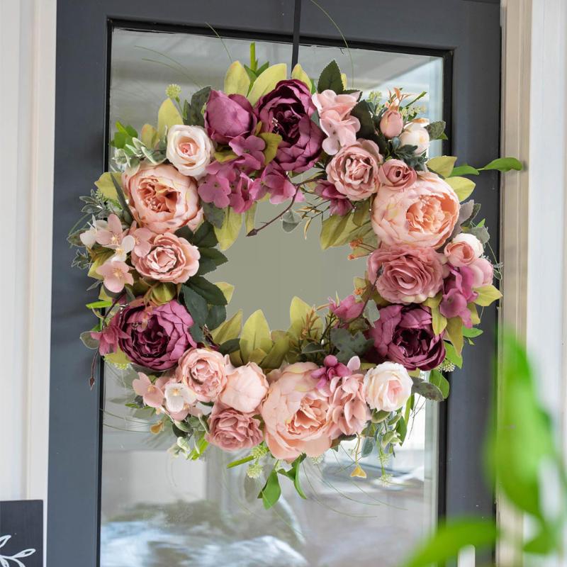 Artificial Peony Wreath Garland Rattan Home Decor Wedding Wreath Flower Home Door Decoration Wedding Centerpieces For Tables
