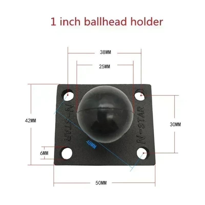 Jadkinsta 1 or 1.5 Inch Rubber Ball Mount To Aluminum Motorcycle Round Square Mounting Base Plate for Gopro Camera Cellphones
