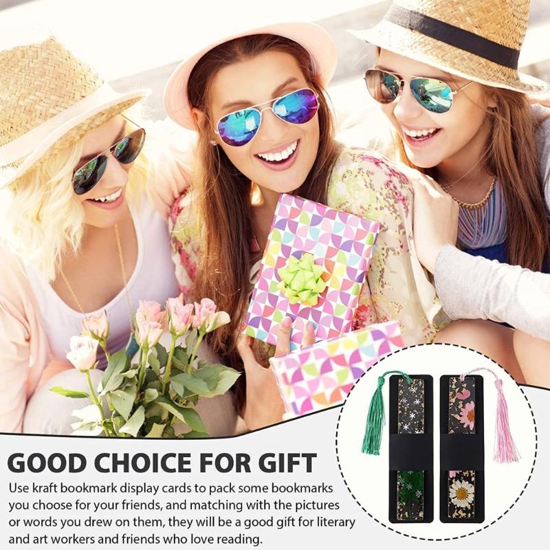 50Pcs Kraft Bookmark Sleeves Bookmark Holder Resin Bookmarks Blank Display Cards for Small Business Packaging Supplies