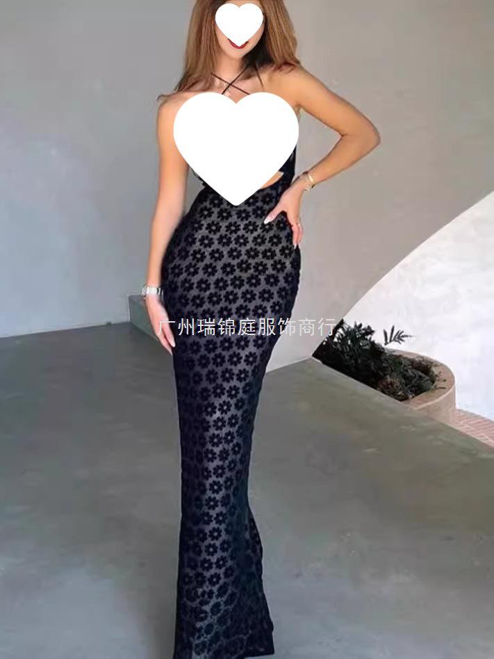 Halterneck Summer Sexy Cut-out Slim Fit See-through Dress for Women