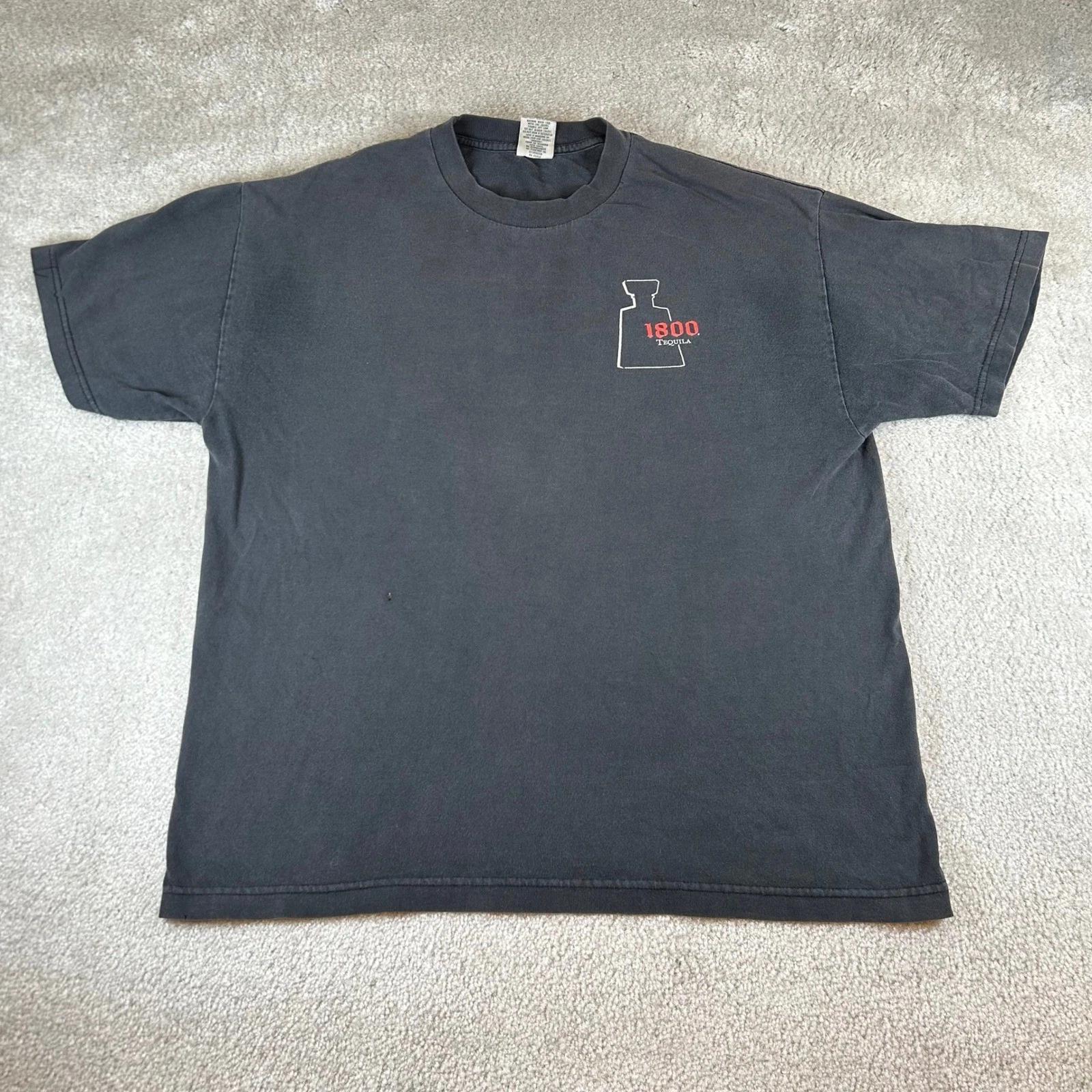 

Vintage 90s 1800 Tequila Graphic T-shirt Mens Large Faded Black Cotton Promo Tee L