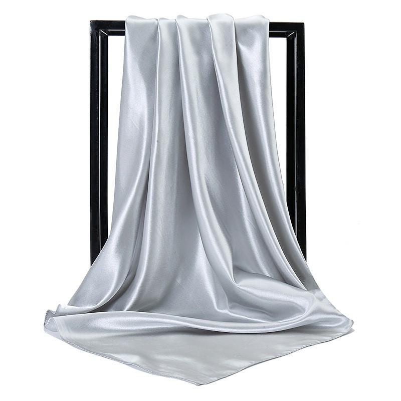 Spring/Summer Pure Colour Imitation Silk Hijab Outdoor Occupational Stewardess Neckerchief Women’s Strip Plain Print Scarf