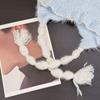 Fuzzy Texture Earflap Beanie Hat Braided Tassels Plush Winter Hat Bunny Ear Hat  Autumn Wear