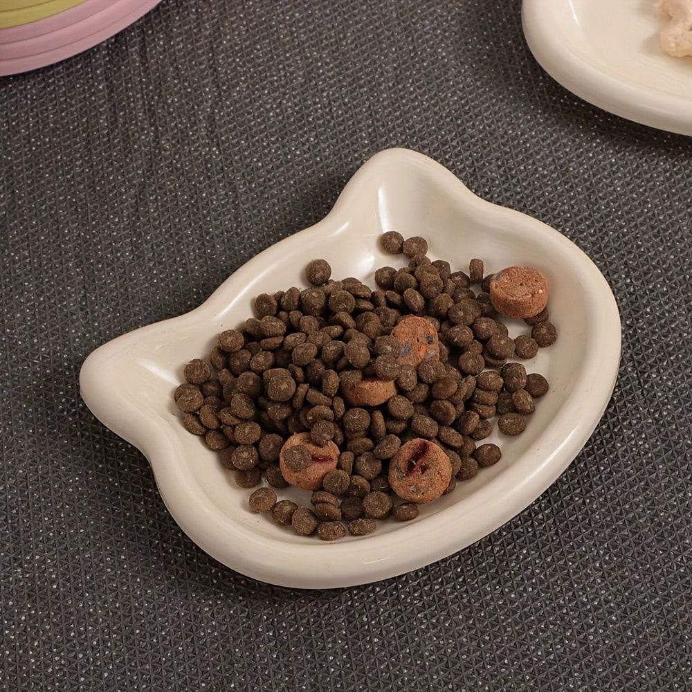 Mehrfarbige Plastik-Katzennapf, in Cartoon-Katzenform, Schnurrhaar-freundlicher Napf für Katzen und kleine Hunde - Geeignet für Trocken-/Nassfutter und Wasser