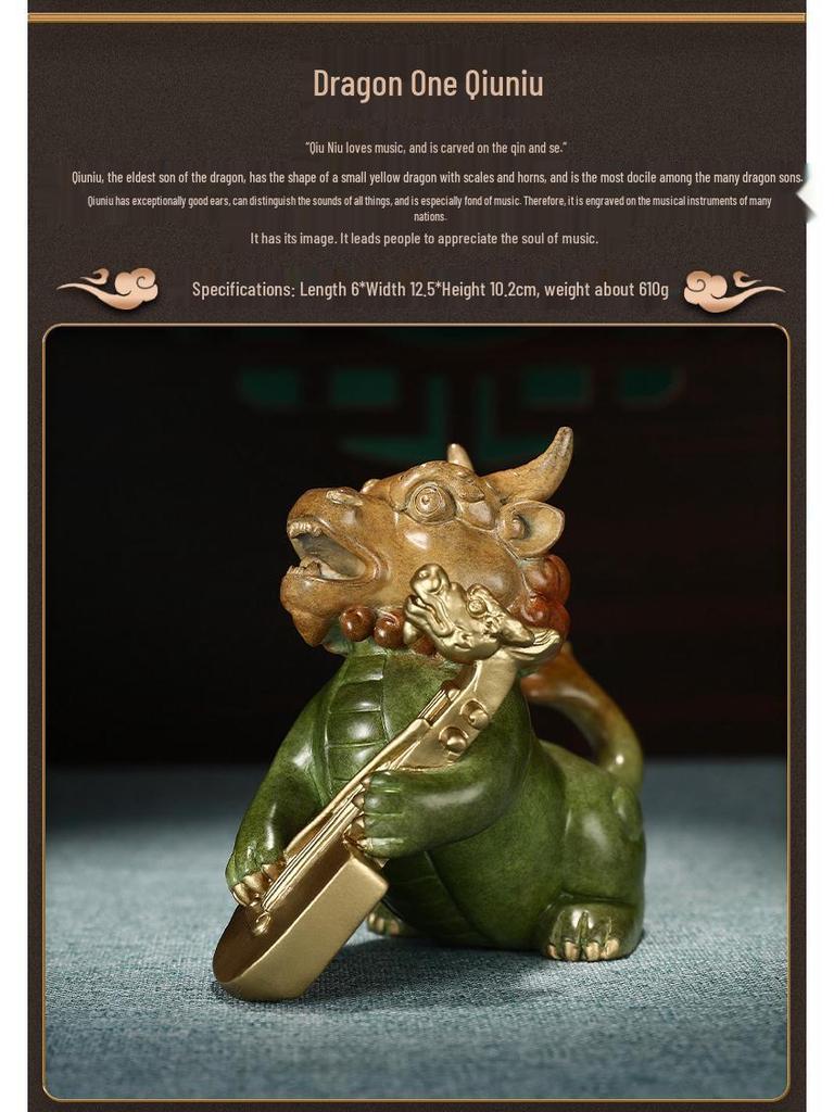 Brass Dragon's Nine Sons Ornament: Handcrafted Living Room and Office Decor, Perfect Housewarming Gift for Attracting Wealth
