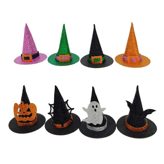 

8 Pcs Witch Hat Cupcake Topper Mini Glitter Witch Hat Halloween Decoration for Baby Shower Birthday Party Decor