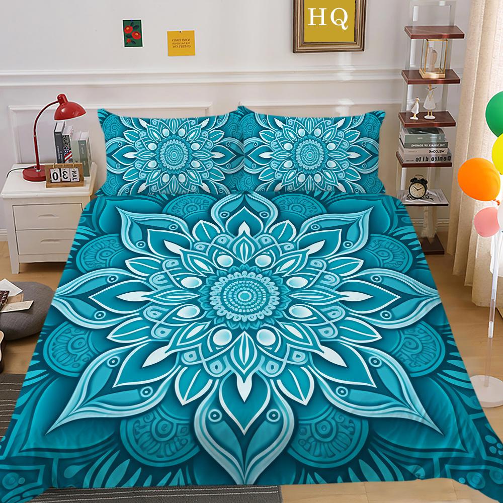 3D Beautiful Mandala Printing Woman Bed Set Cover Double Size Duvet Cover Polyester Comforter Cover Suit