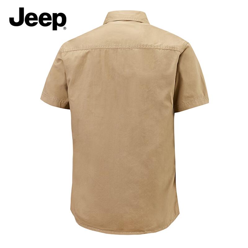 JEEP Men's Pure Cotton Short-Sleeve Casual Workwear Shirt