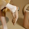 Mode 2025 NEU Sommer Pantoletten Damen Sandalen Schuhe für Damen Eckige Zehenpartie Niedriger Absatz Damen Hausschuhe Zehenbedeckt Slingback Grüne Sandalen
