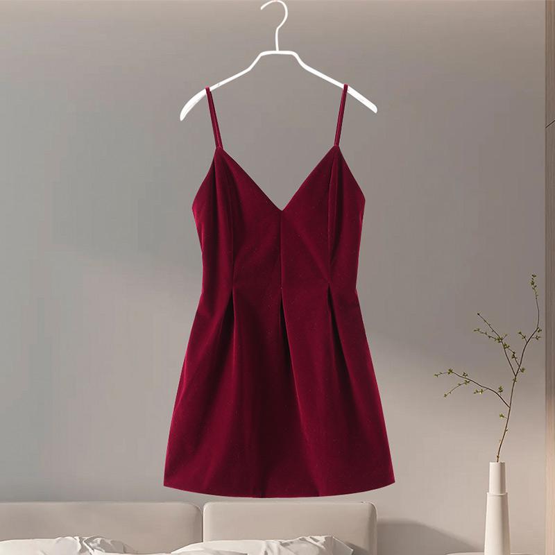 

Сексуальное красное атласное мини-платье с V-образным вырезом и высокой талией, женское плиссированное короткое платье без рукавов с открытой спиной, весеннее летнее вечернее платье L