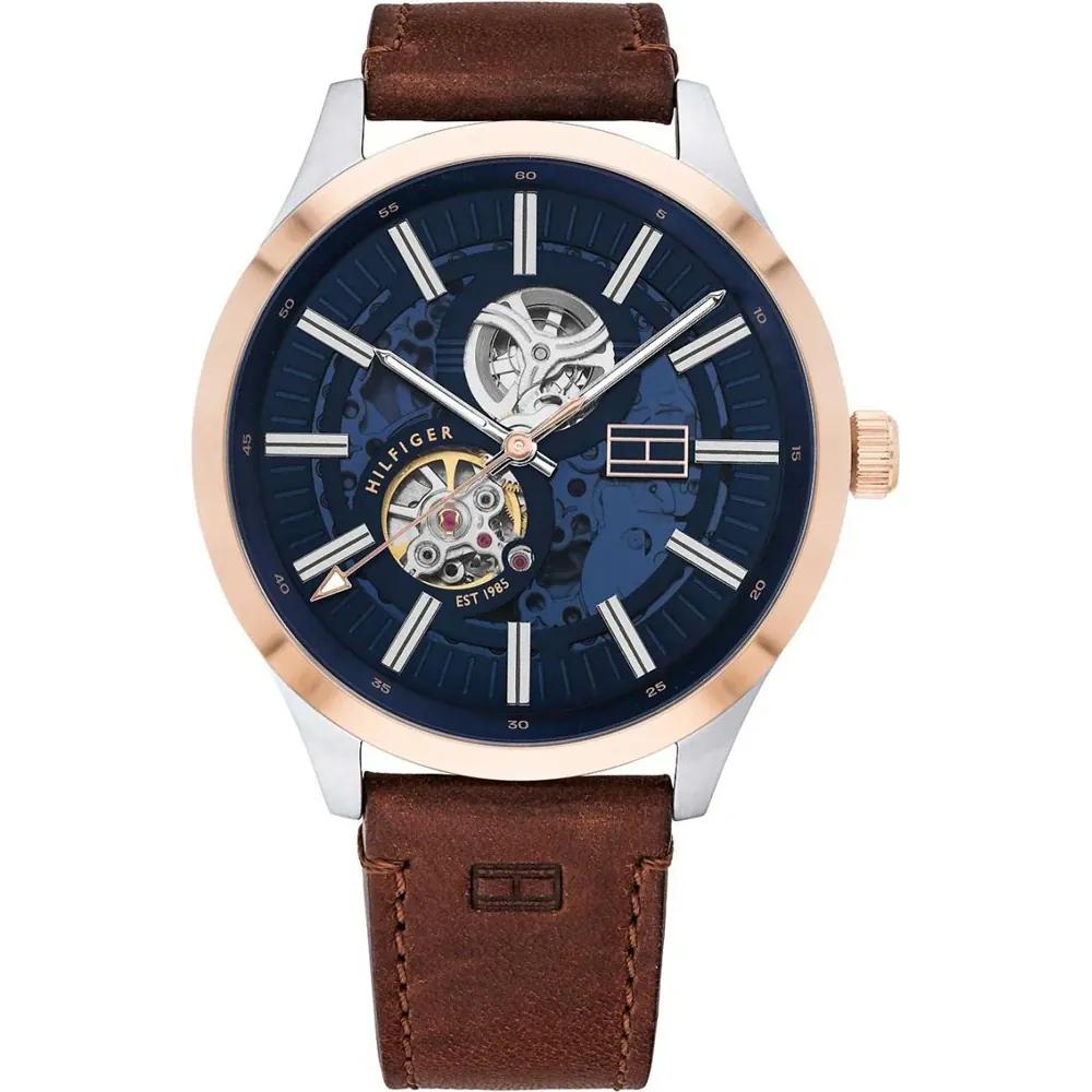 

Tommy Hilfiger Spencer Blue Brown Leather Men s Mechanical Automatic Watch 1791642 синий