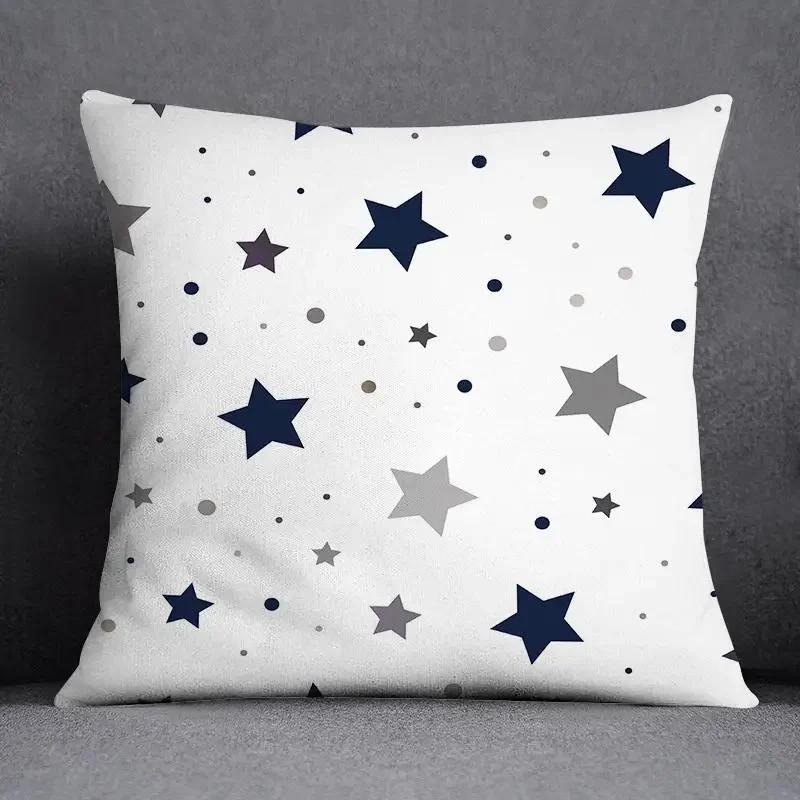 45x45CM Cushion Cover Geometric Pattern Polyester Blue Grey Pillowcase Upholstery Sofa Cushion Throw Pillow Home Decor Pillowcas