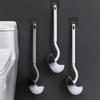 Long Handle Toilet Brush S-Shaped Toilet Bowl Brush Strong Cleaning Power Wall-Mountable Bathroom Brush
