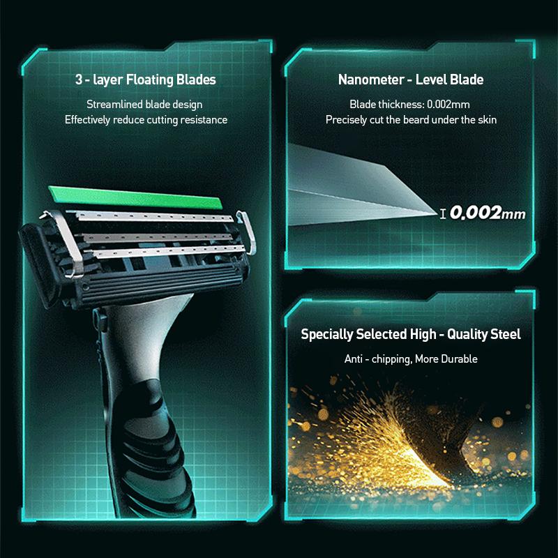 Gillette Vector 3D Razor for Men with Ultra Thin 3 Layer Sharp Shaver Replace Refills 1handle 4 Blades