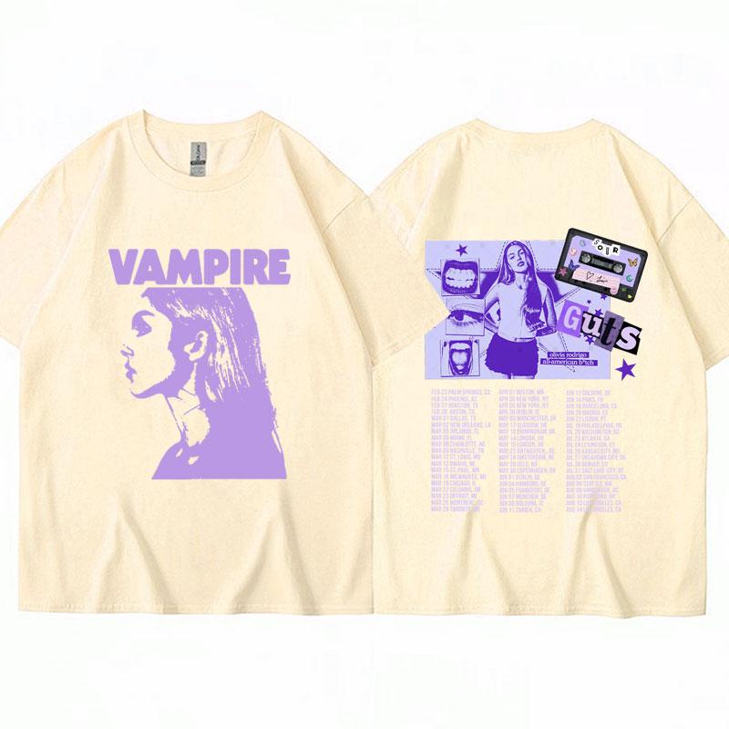 Sour Vampire Guts Konsertturné 2024 T-shirt Herr Damer Mode Hip Hop-stil Kortärmad Bomull Casual Lös Street T-shirt Gåvor