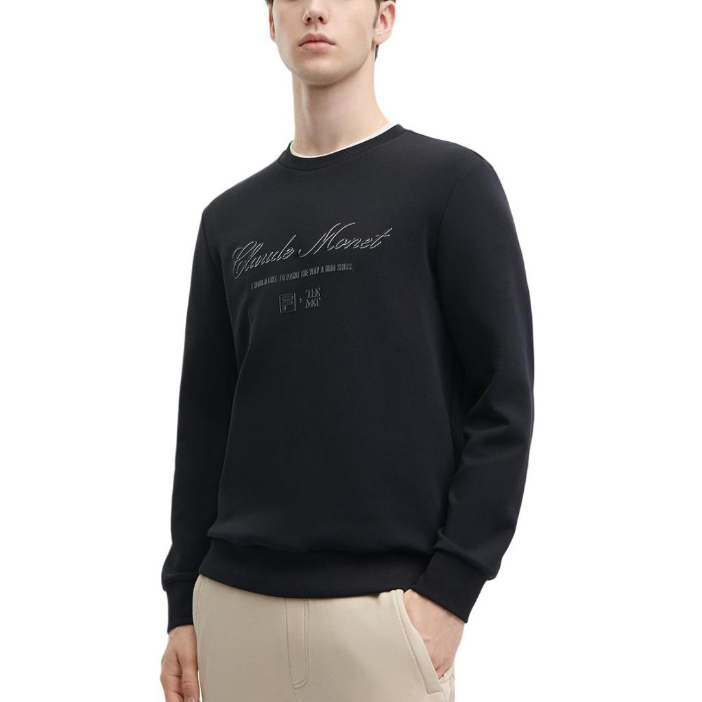 FILA Fleece Crew Neck Pullover Sweatshirt Unisex sweatshirt Black F11M348203F-BK