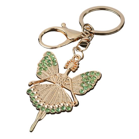 

Ballet Girl Keychain Diamond Encrusted Ballet Dancer Pendant with Lobster Clasp Sparkling Diamonds Keychain for Women Dance Lovers