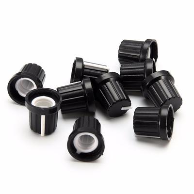 10Pcs 6mm Shaft Hole Dia Plastic Threaded Knurled Potentiometer Knobs Caps NEW
