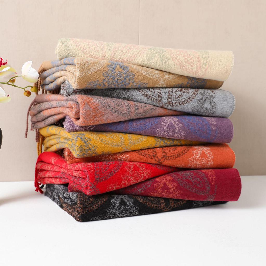 Retro Ethnic Tassel Women's Embroidered Imitation Cashmere Scarf Shawl - Autumn/Winter Style