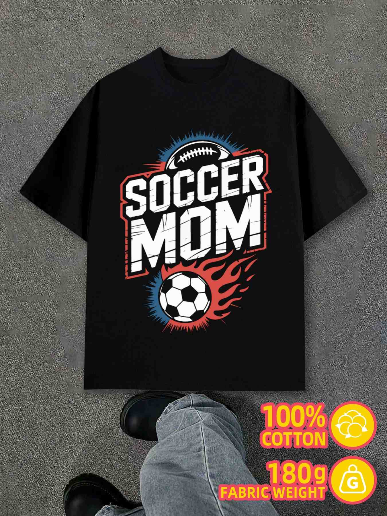 Men s T-Shirt Y2K Soccer Mom Shirts Comfort Black M