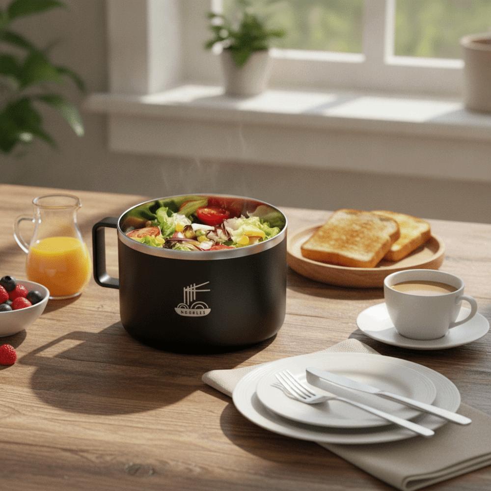 Insulated Stainless Steel Instant Noodle Bowl with Lid Food Container Ramen Bowl  Soup
